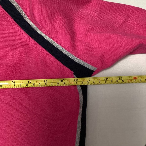 JC Penney Barbie Pink Cotton Wool Blend Pullover Sweater Stripes Sz Large Flawed - Picture 8 of 13